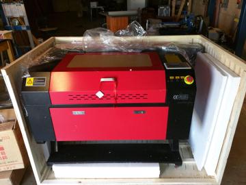 The Chinese laser cutter uncrated upon arrival