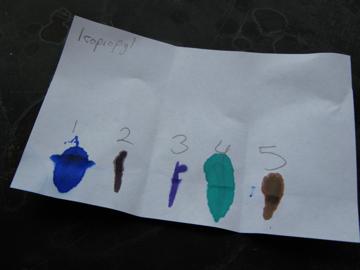 The isopropanol labeled test strip has supremely chunky blobs, including number 1 and 4